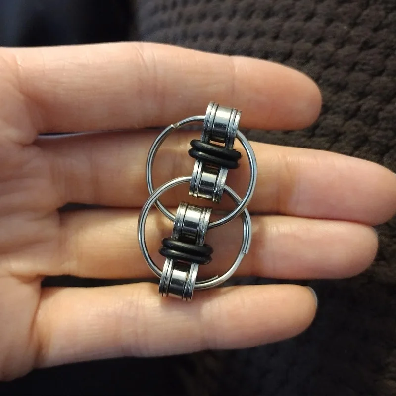 Flippy Bike Chain Fidget Toy Metal Rings ADHD Anxiety Autism Stress Relief Gifts Cool Gadgets for Adults Teenagers Boys Girls