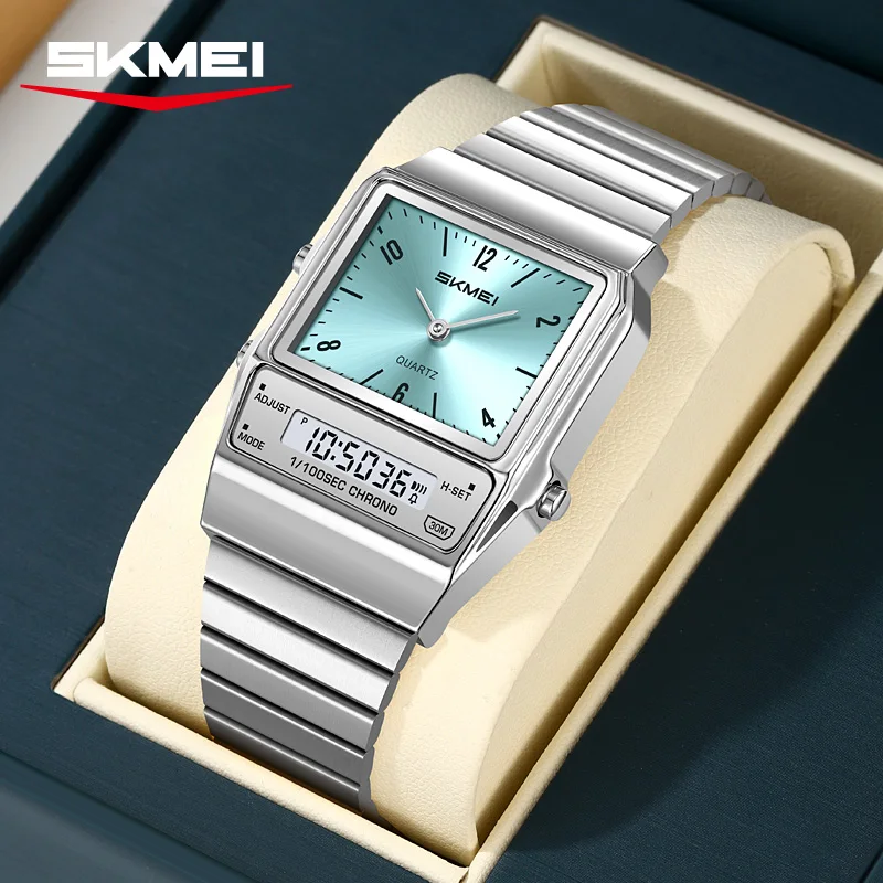SKMEI 2632 High-end Watch for Men Waterproof Luxury Dual Display Quartz Watches Sports Chrono Mens Wristwatch Shockproof Relojes