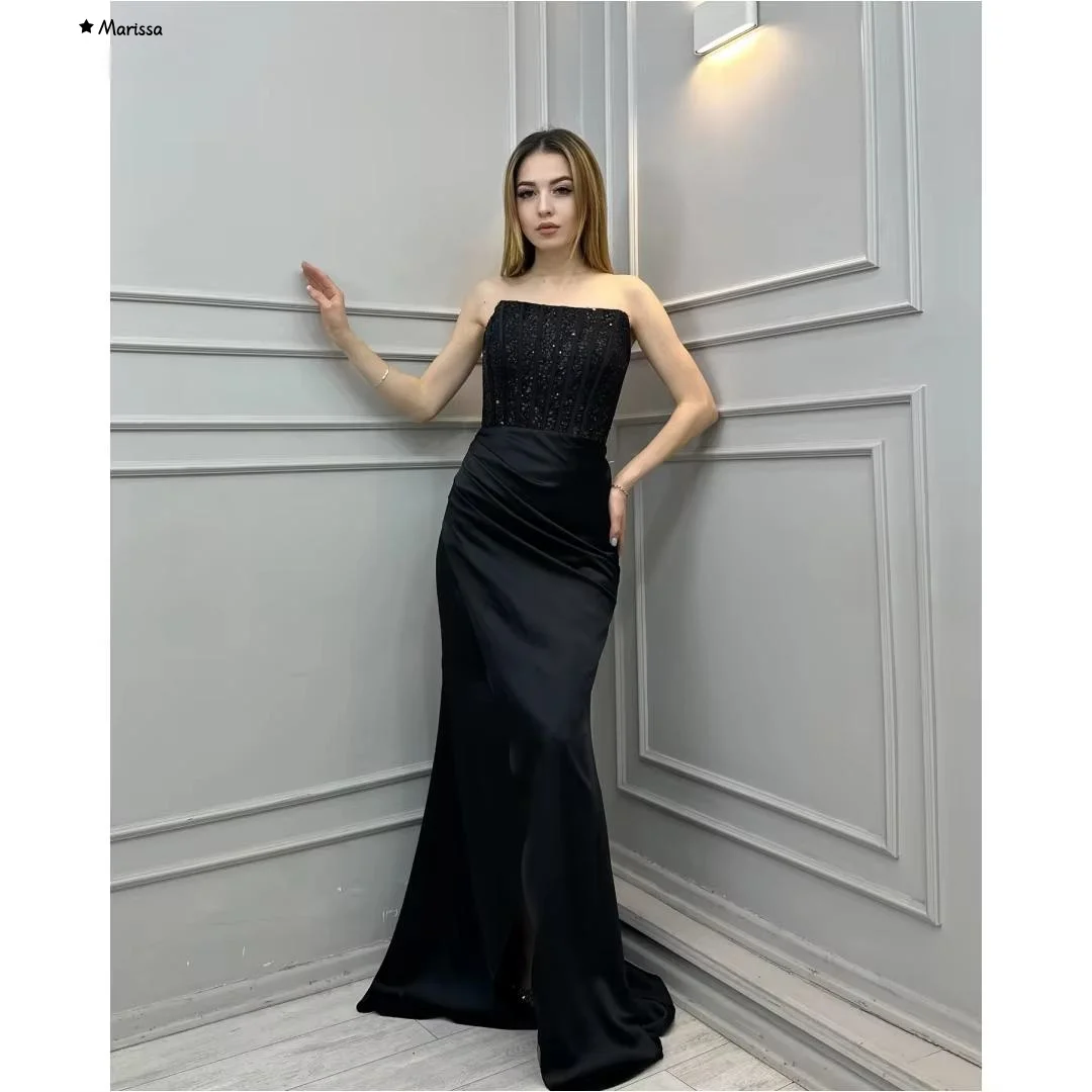 

Marissa Custom Made Evening Dresses D/party Elegant Black Wedding Dress Long Fish Tail Dresses for Special Events Ball Gowns
