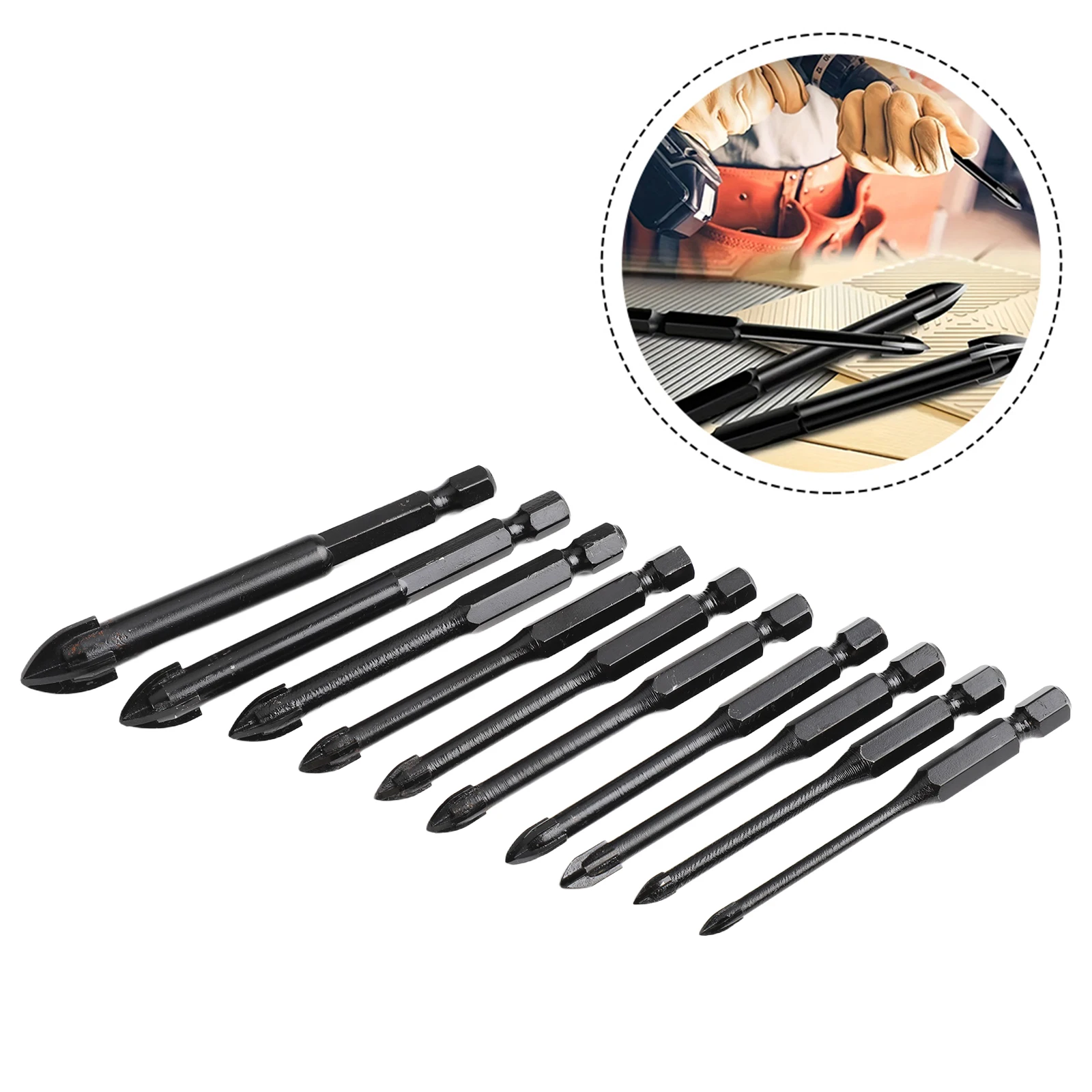 5pcs Cross-shaped Four-blade Drill Bit Multi-functional Cross Four-blade Hexagonal Handle Alloy Tile Drill Bits For Iron Plates