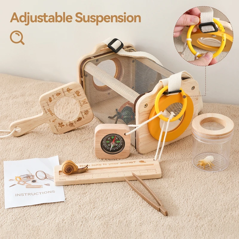 أداة إكسبلورر خارجية للأطفال ألعاب تعليمية مونتيسوري صندوق مراقبة نباتات الحشرات مجموعة هدايا الماسك المرتبط