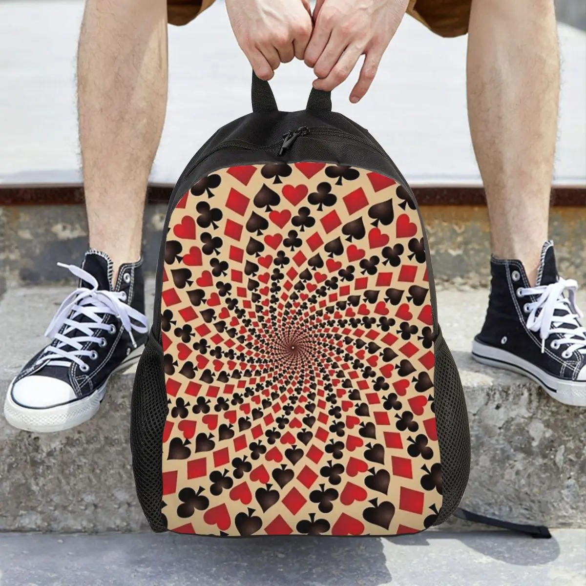 Ace Of Diamonds Playing Card Hearts Spades Backpack Daypack Large Capacity Boys Girls BookBag School Bag Shoulder Bags Men Women