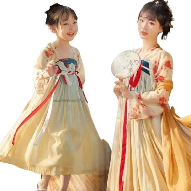 Traditional Chinese hanfu Cloth Outfit Ancient Princess Folk Dance Stage Costumes Oriental Adult And Children Cosplay Dress