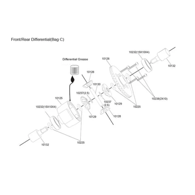 Rc Car Parts 10003 Differential Gearbox Set for VRX Racing 1/10 Scale 4WD Remote Contol Model Car Accessories