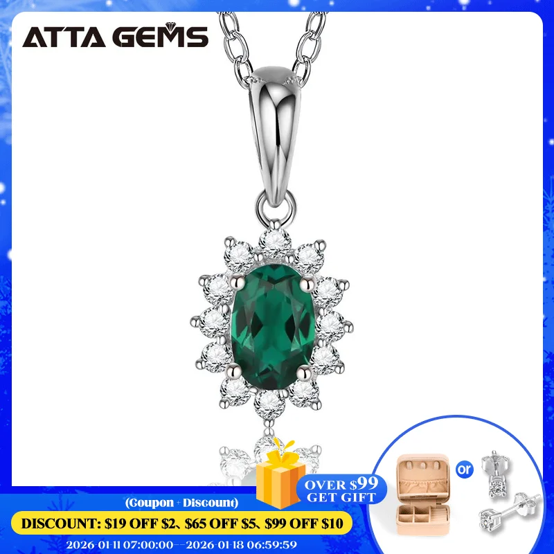 

ATTAGEMS, винтажное ожерелье из серебра 100% пробы с искусственным изумрудом Овальной Огранки