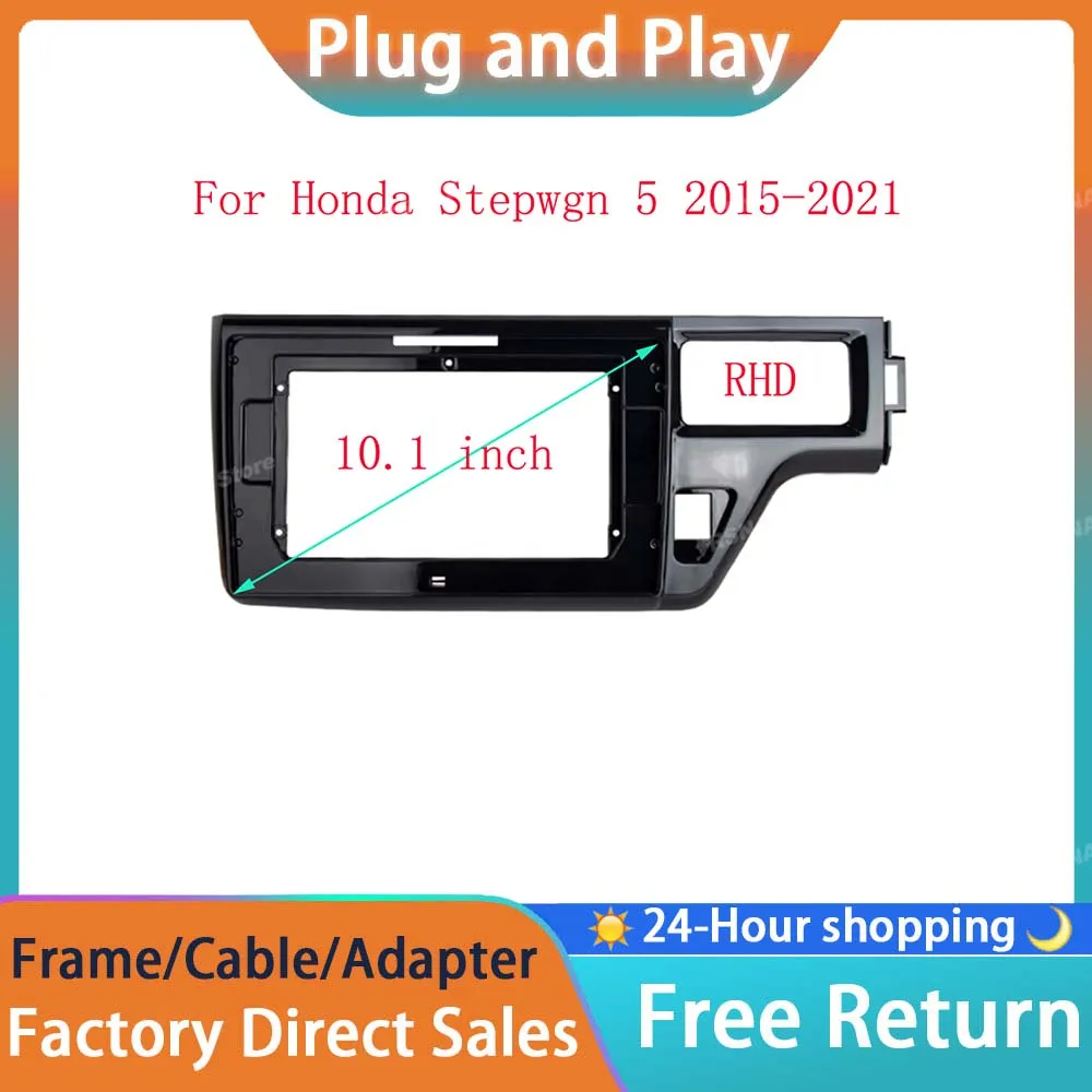 RSNAVI 10.1 inch For Honda Stepwgn 5 RP 2015 - 2021 Frame Audio Adaptor Dash Trim Kits Facia Panel  Radio Player screen 2 Din