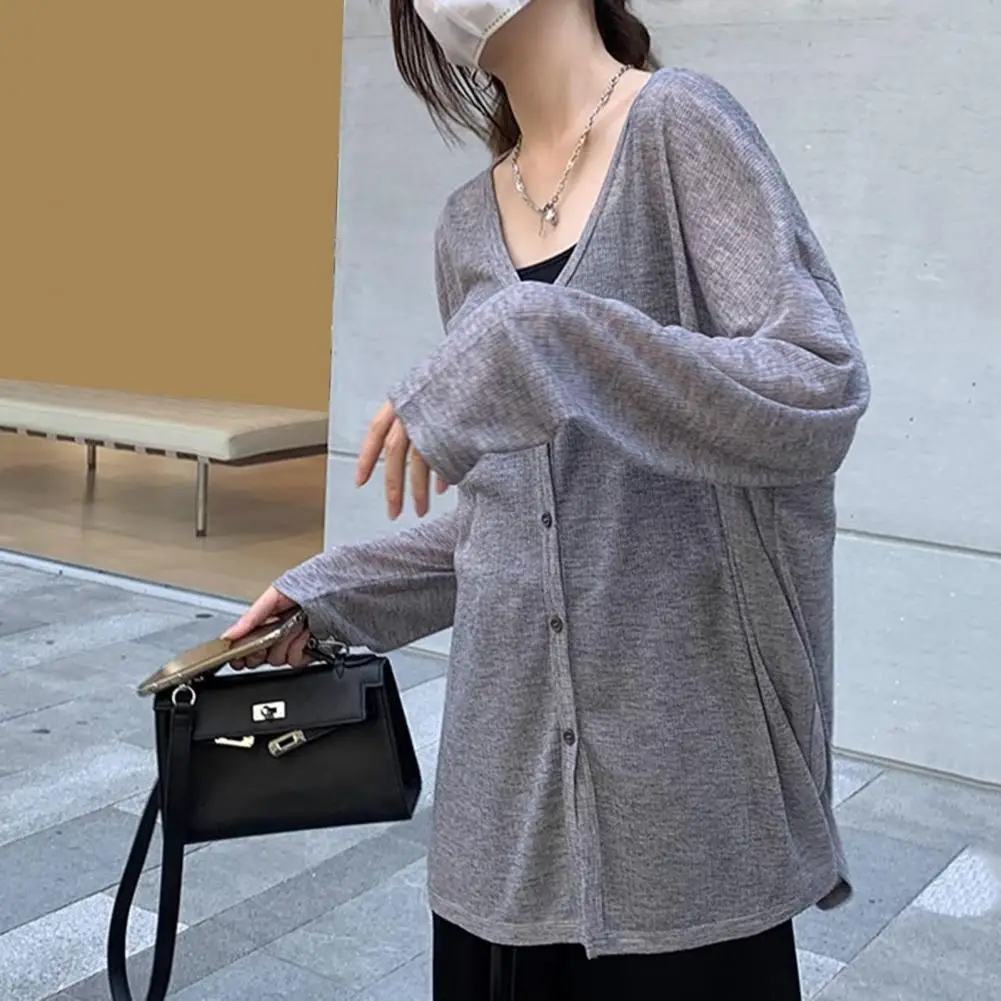 

Long Sleeve Cardigan Women's Stylish V-neck Cardigan Coat Lightweight Spring Autumn Jacket with Long Sleeve Single for Daily