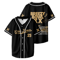 ‎Chris Brown jersey Breezy Bowl XX Tour jersey  y2k  shirt  short sleeve V neck button down shirt unisex rap hip hop tops
