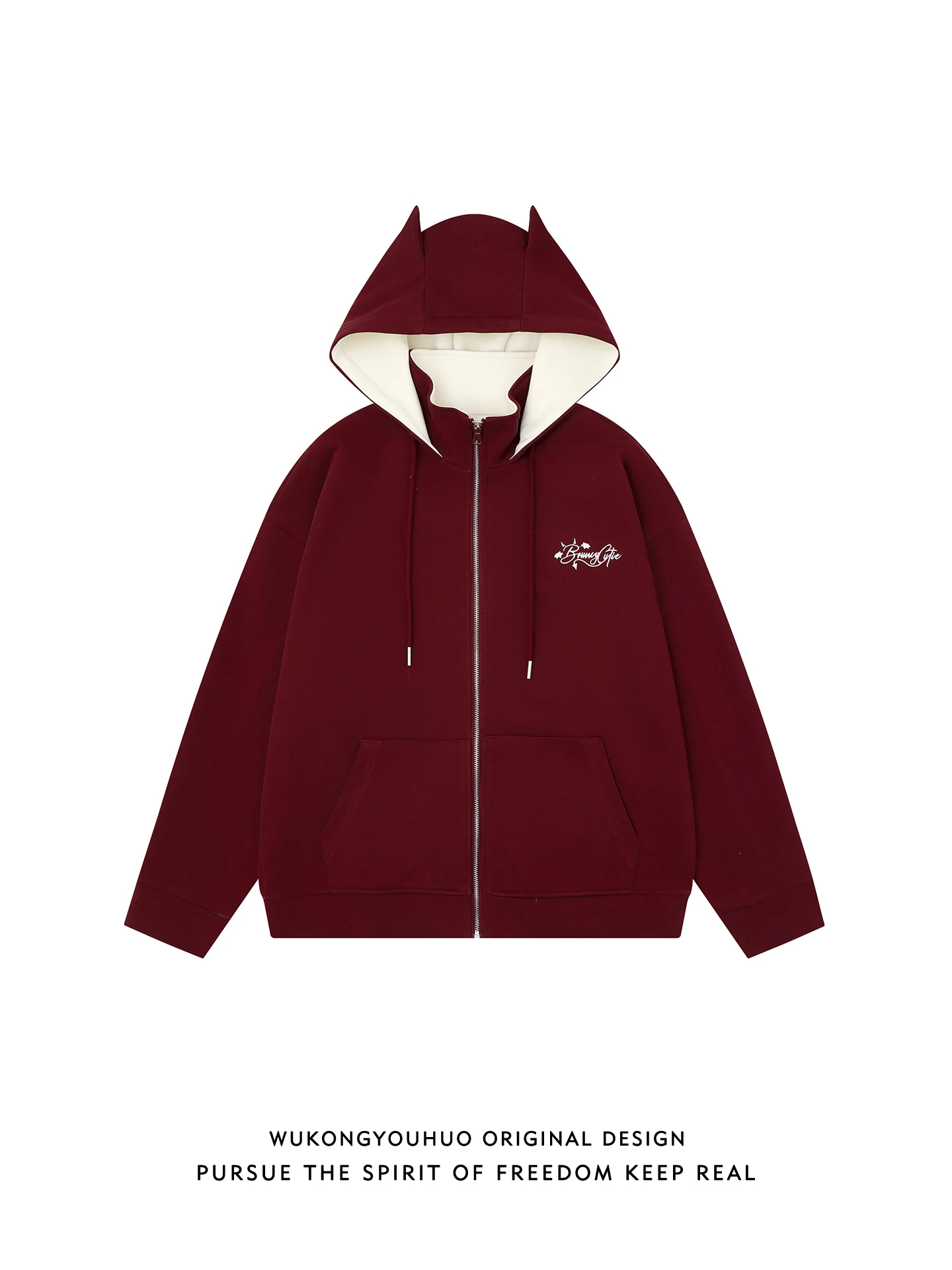 

American Sle Devil Embroidery Hooded Open Cardigan Sweatirt Men's Vintage Couples Loose Match Hat irt Outerwear