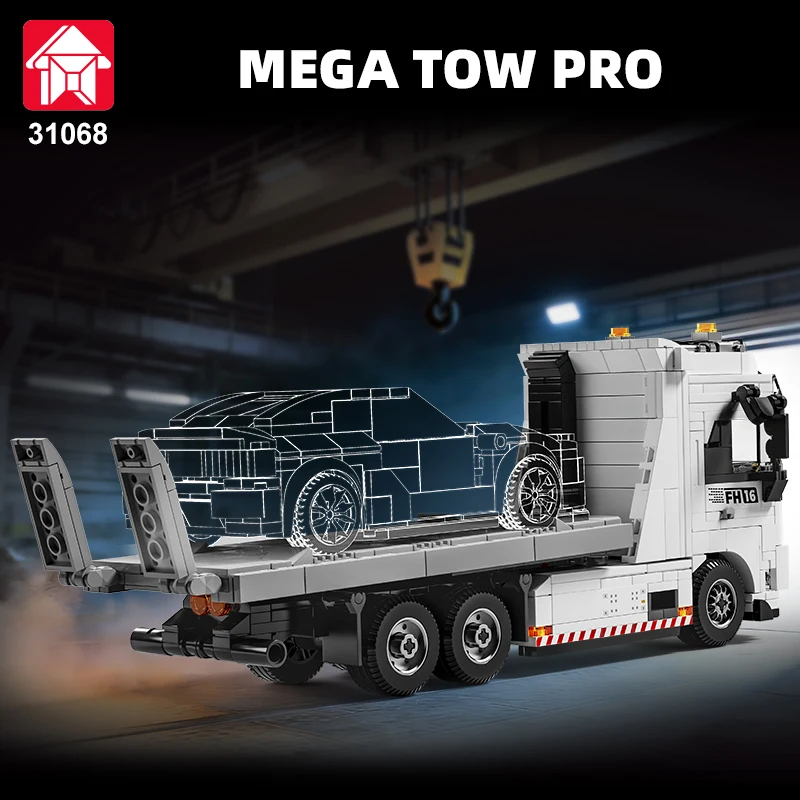 670 個ヘビーデューティーレッカー車ビルディングブロックテクニカルフラットベッド牽引車両 MOC 建設レンガモデルおもちゃ子供のギフト