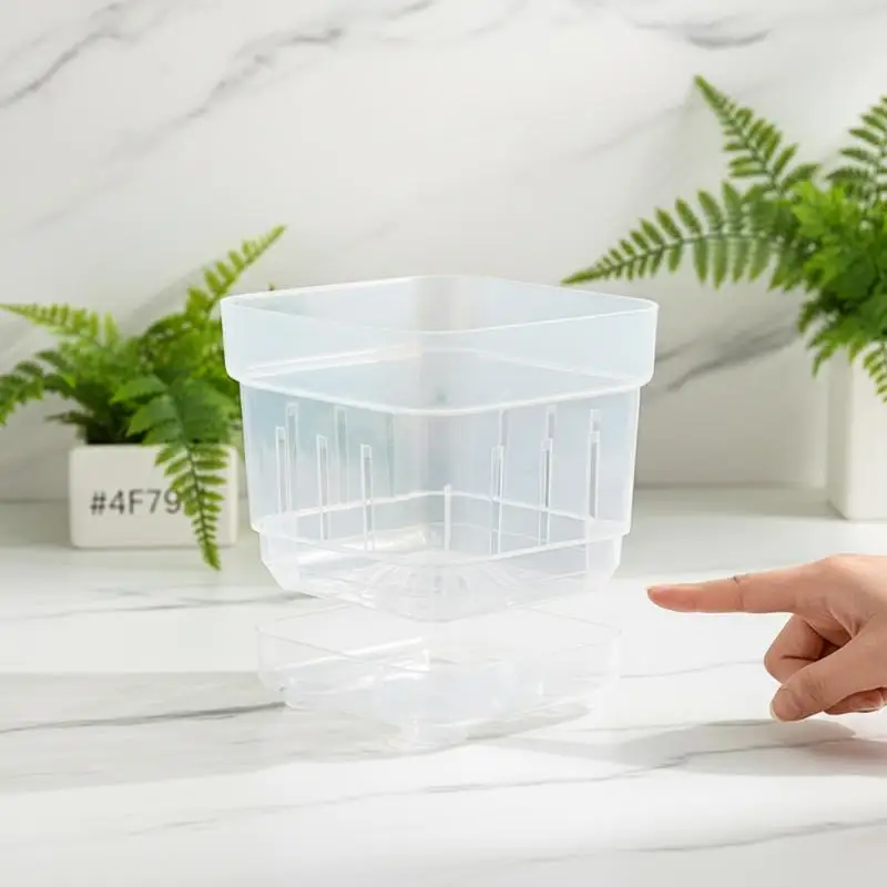 Square Root View Planter Pot Breathable Plastic Flowerpot with Drainage for Home Decoration  Display