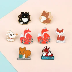 Cartoon Fox Collection Enamel Pin Funny Quote Mini Animal Brooch Backpacks Clothes Lapel Badge Accessories Cute Jewelry for Kids