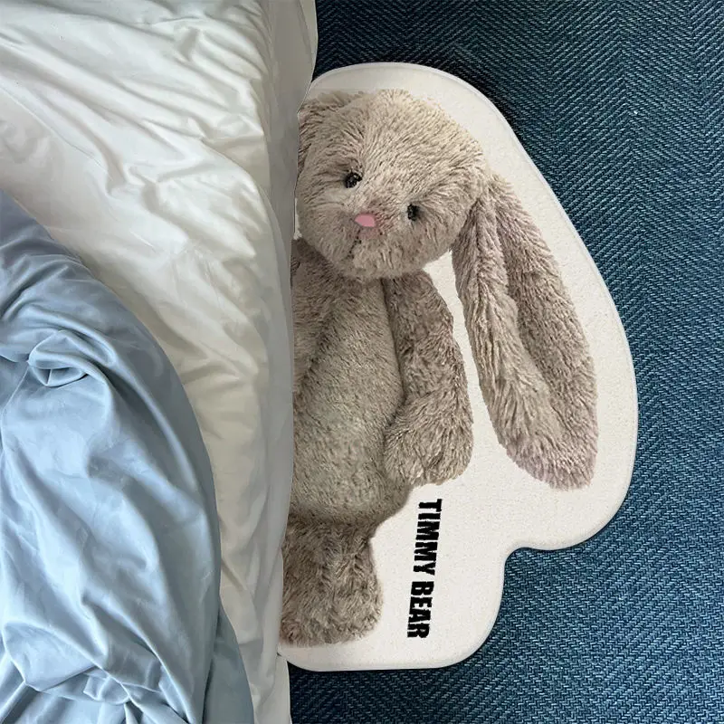 

Cartoon Cute Rabbit Carpet Bedside Bunny Blanket Non-slip Cushion Fault Wool Furry Carpet Ins Bedroom Absorbent Mat for Kids