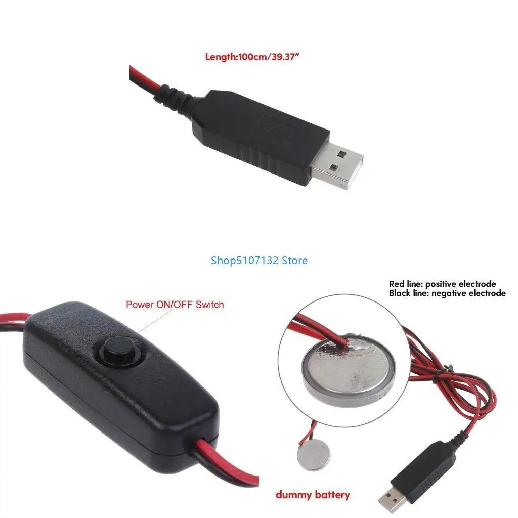 87HD USB 5V2A Input Charging Cable Cord for 3V Output Powered Devices Universal Portable Wire with Switches