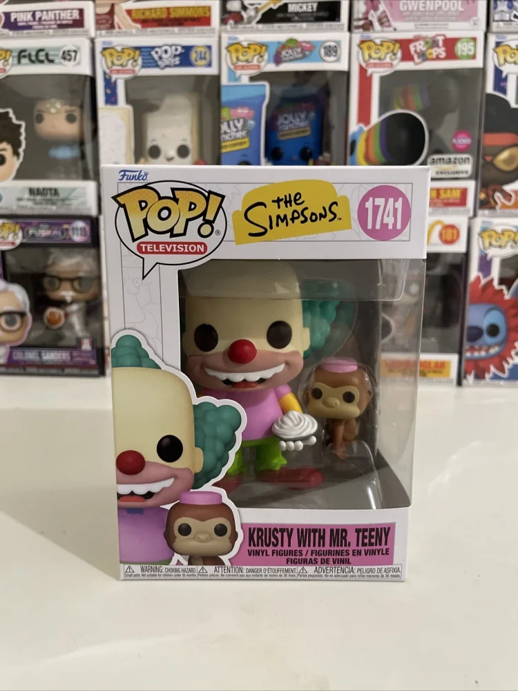 Funko Pop Original Los Simpson Krusty con Mr. Teeny # Figura de acción coleccionable 1741, muñeco de edición limitada, modelo de juguete, regalo