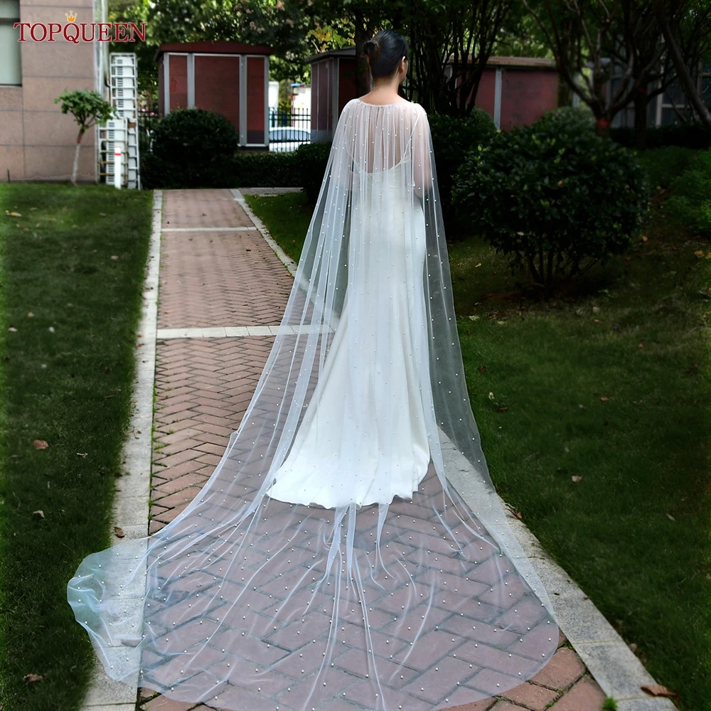 TOPQUEEN G78 Cape de mariage voile couverture d'épaule pour robe de mariée boléro femmes soirée blanc femmes mariage grande taille aile bricolage