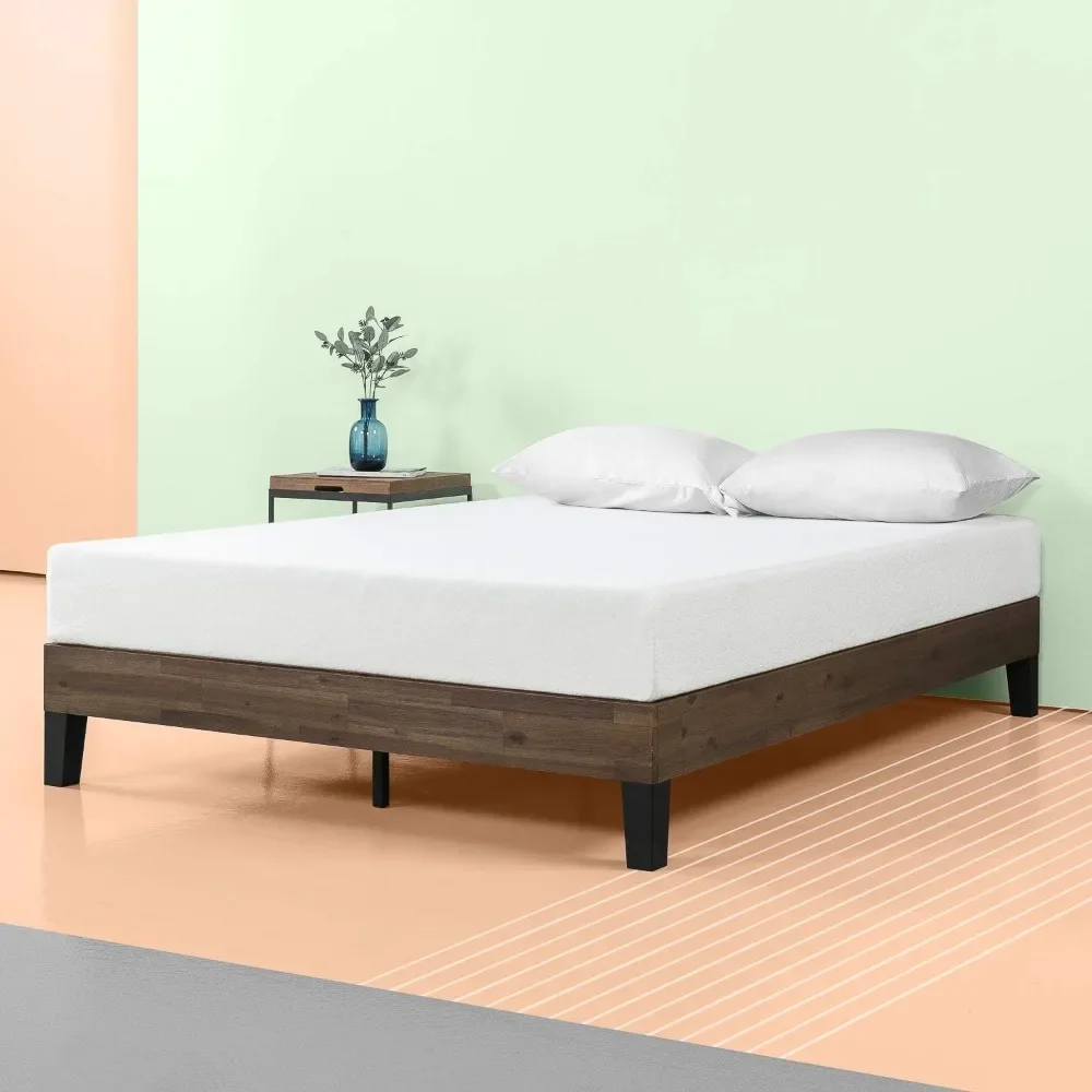 Wood Platform Bed Frame With Headboard / Mattress Foundation With Wood Slat Support / No Box Spring Needed / Easy Assembly