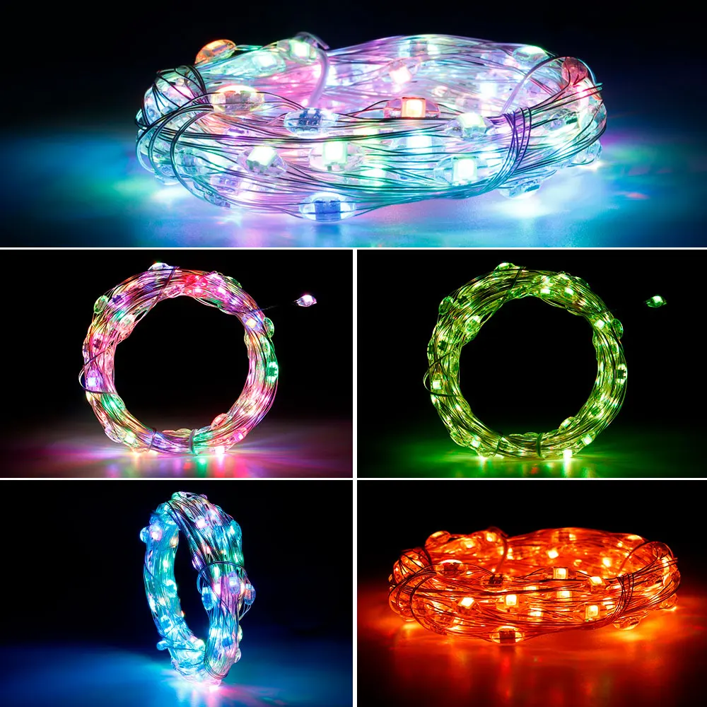 DC5V SK6812 LED String Lights Copper Wire Led Light Full Color Addressable Individually Waterproof Decoration Christmas Lights