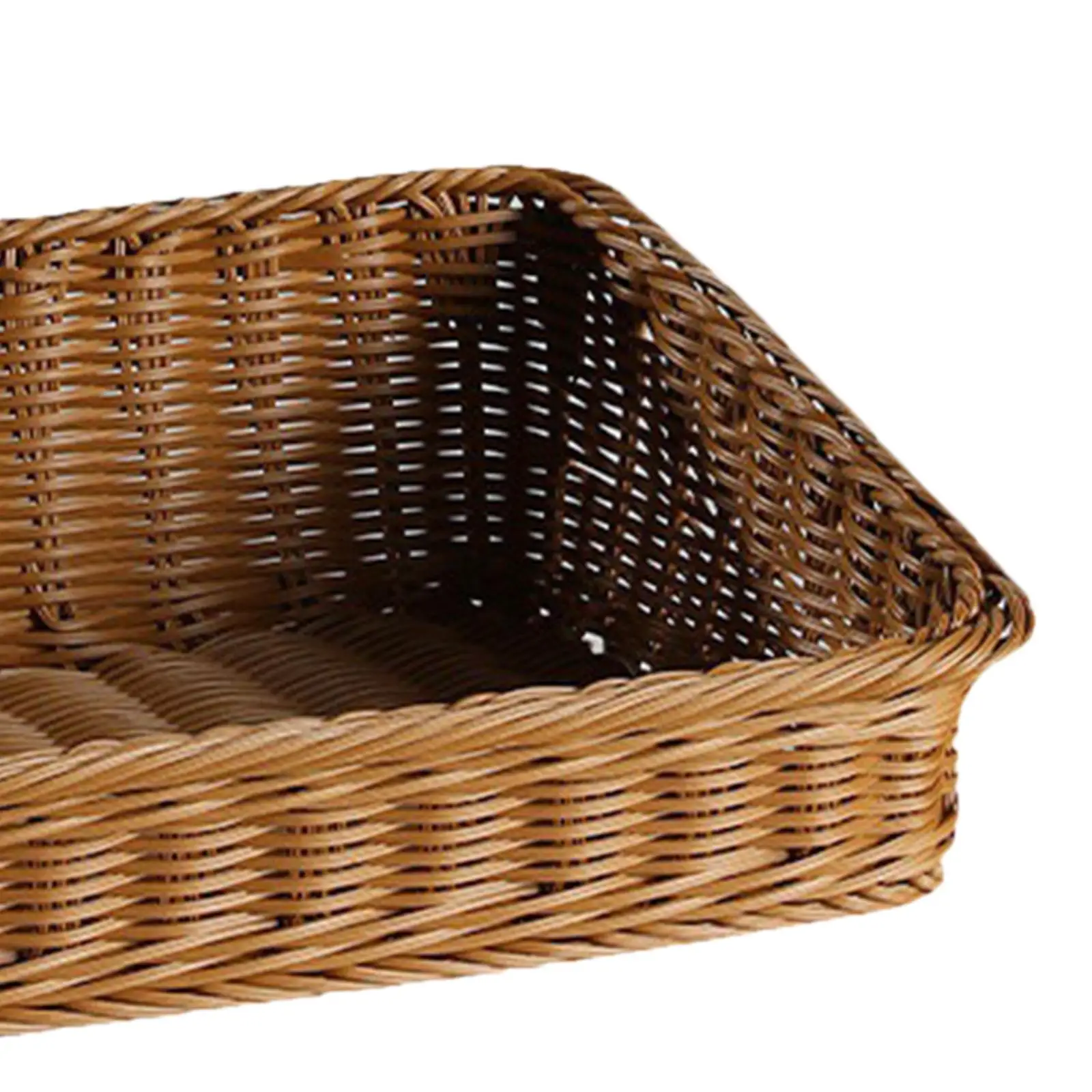 Bread Basket Imitation Rattan Woven Basket Rustic Food Basket Food Display Organizer for Camping Outdoor Cafe Picnic Living Room