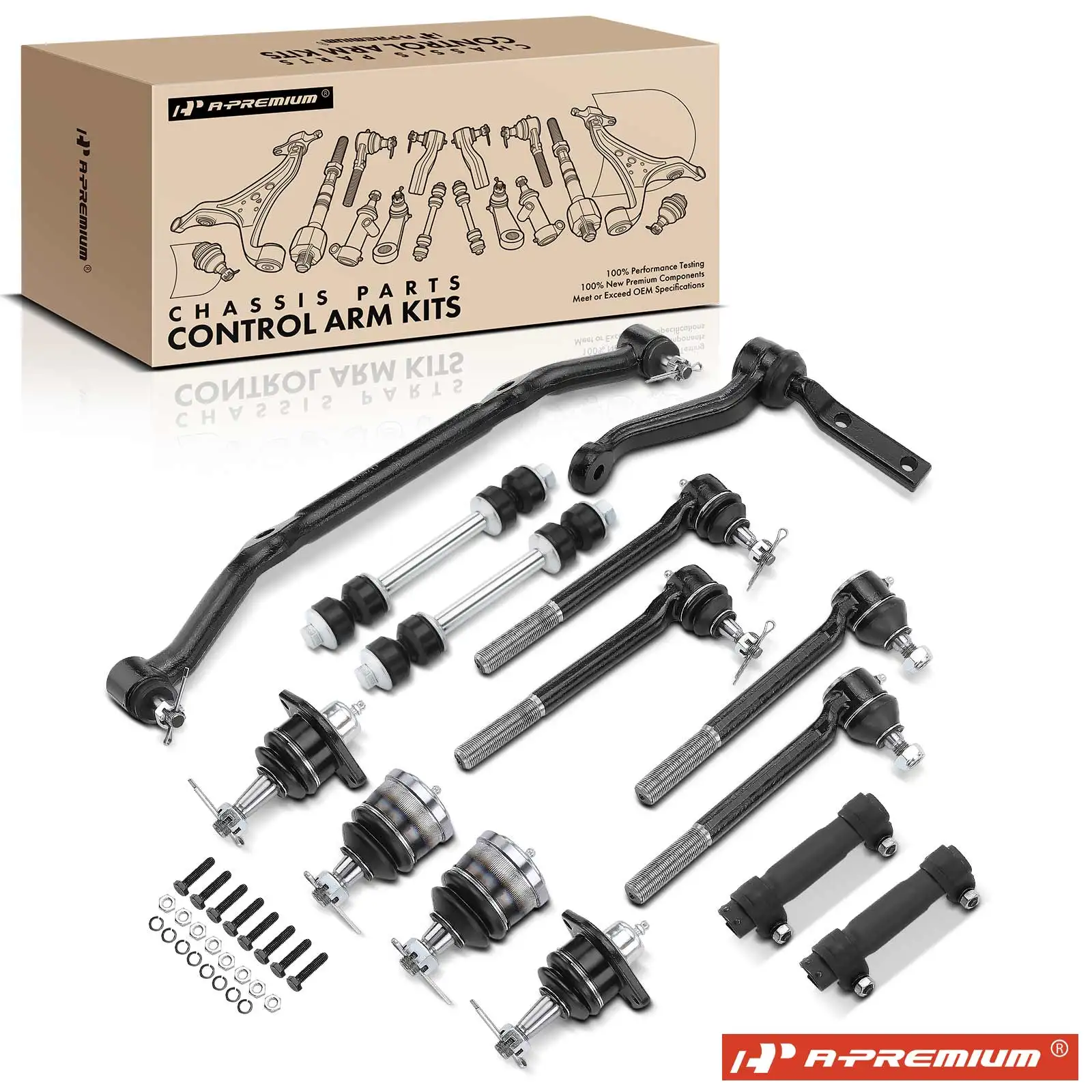 A-Premium 14x Front Stabilizer Bar Link & Tie Rod End & Idler Arm & Ball Joint for Chevrolet Blazer 1996-2005 GMC Jimmy Sonoma
