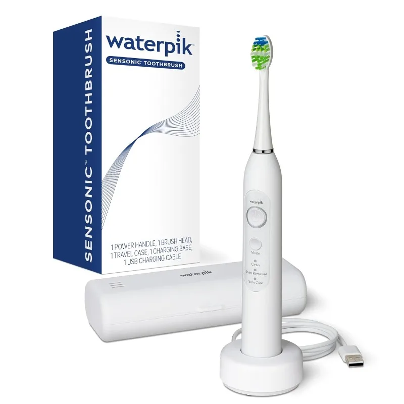 Waterpik Sensonic Sonic Electric Toothbrush, Rechargeable Toothbrush for Adults with 3 Modes, Travel Case, USB Charger