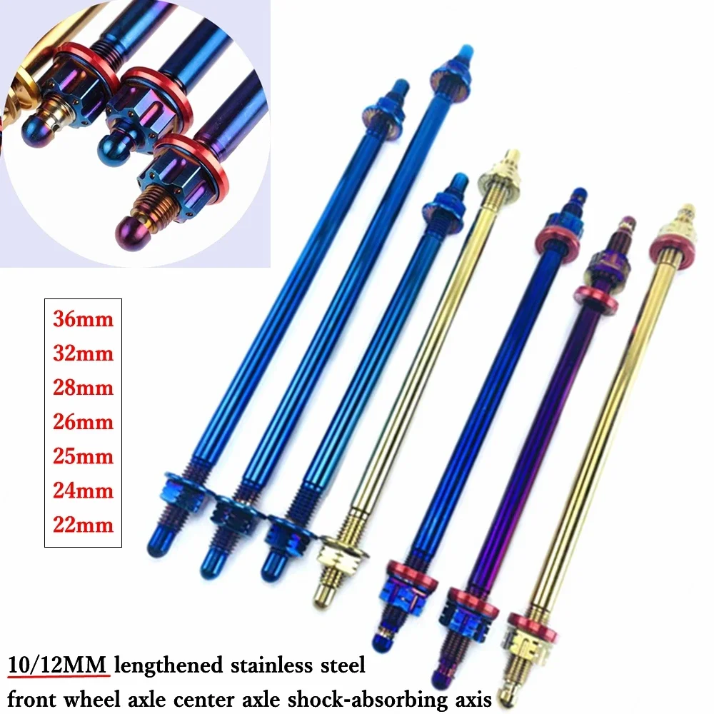 Eixo de suspensão dianteiro universal M10/12x220-360mm para motocicletas e carros elétricos, compatível com Honda, Yamaha, Cygnus-X, BWS, RSZ, Niu e motos off-road.