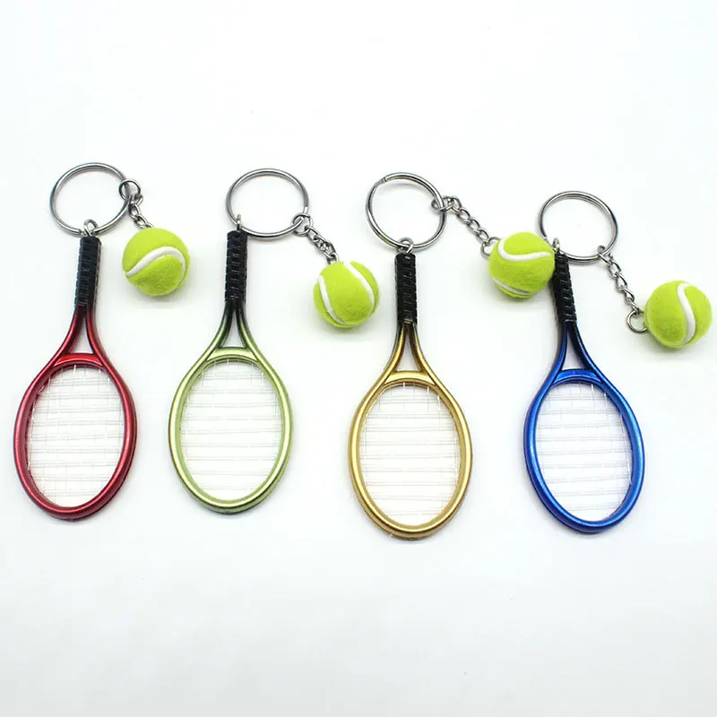 50Pcs Tennis Keychain Simulation Mini Tennis Racket Ball Keychain Pendant Bag Key Ring Accessories Tennis Shaped Pendant