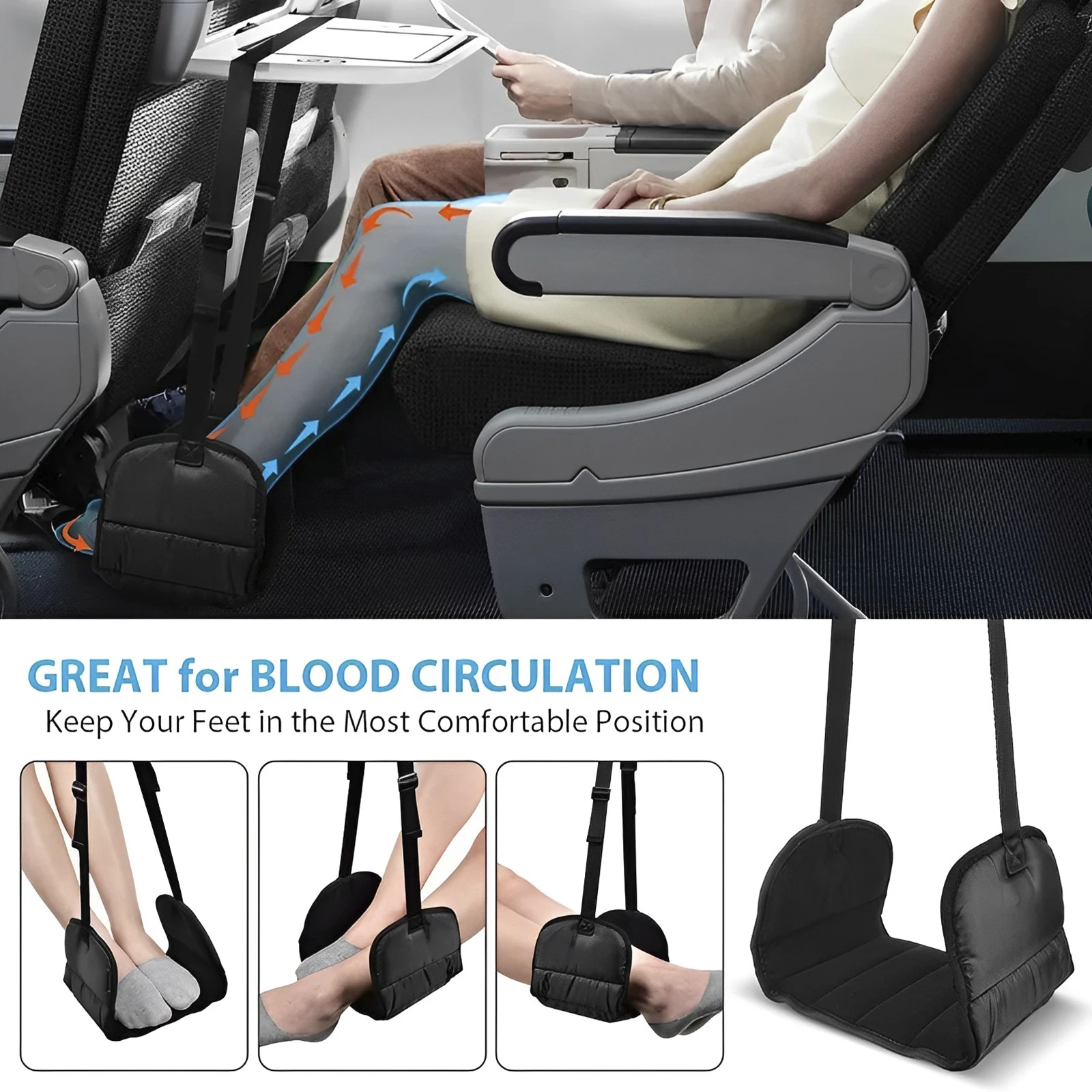 Travel Airplane Footrest Hammock Made with Premium Memory Foam Foot Patio Furniture Hanging Chair Swing Comfy Hanger Camping