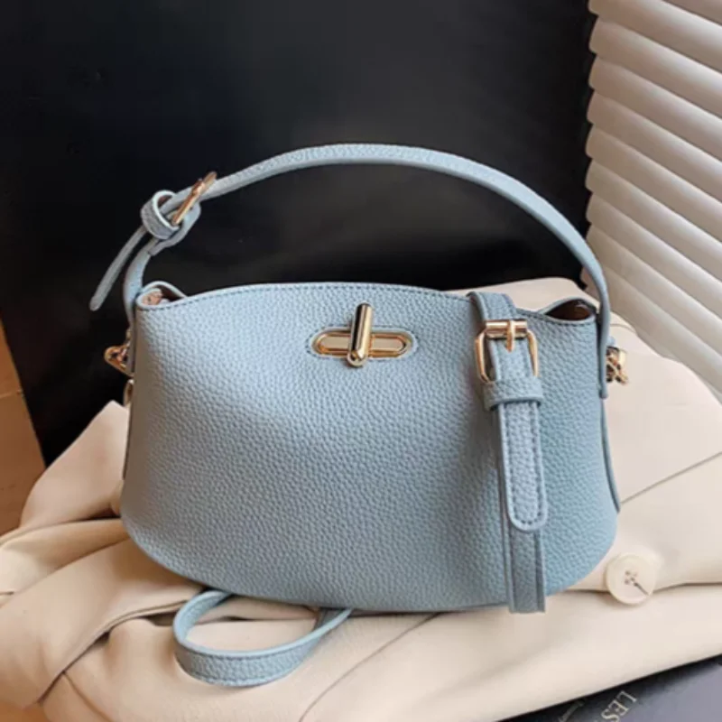 

Brand Luxury Lady Bag Simple Texture Fashion High-end Design Lady Shoulder Bag Solid Color Versatile Trendy Lock Crossbody Bag