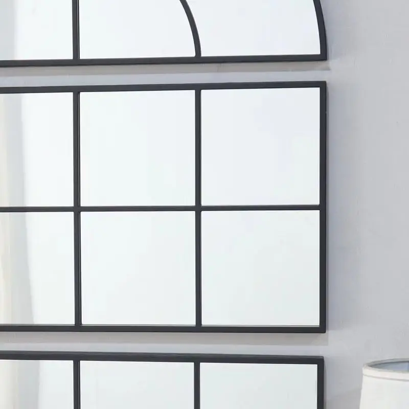 Large Arched Wall Mirror with Triple Sections, 30in x 45in - Elegant Multi-Panel Design for Home Decor