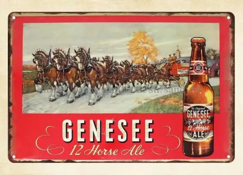 Genesee beer brewing metal tin sign discount wall decor home accents sign