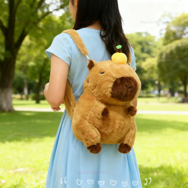 Plecak z pluszu premium w kształcie kapibary, urocze futrzane torby, plecaki na ramię dla dzieci i dziewcząt, mini plecaki, prezenty dla dziewczyny i do użytku codziennego.