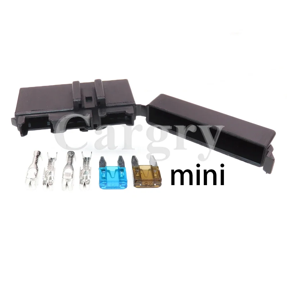 1 Set 2 AC Assembly Ways Small In-line InLine Fuse Holders With Crimp Terminal Mini Blade Type Fuse Holder