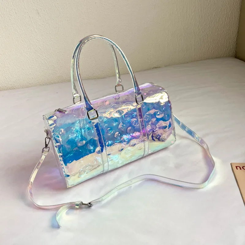 2024 Women Handbag Laser Hologram Leather New Shoulder Bag Single Shopping Bags Large Capacity Female Casual Tote Bolsa Silver