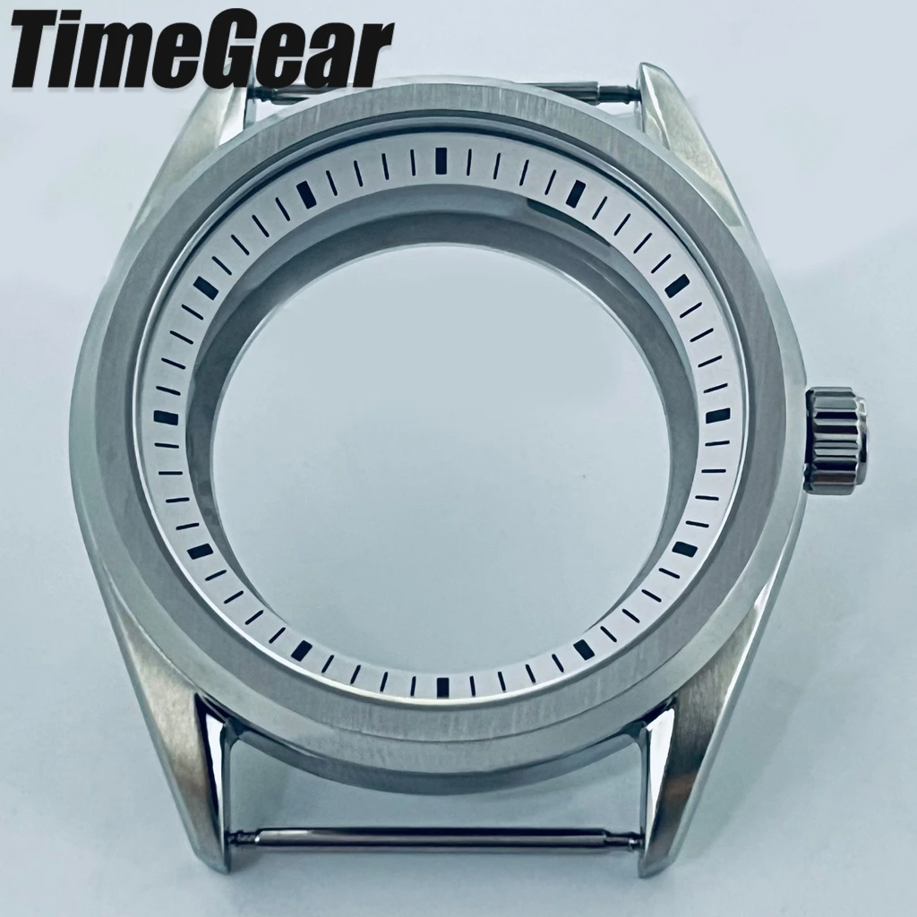 40mm White Chapter Ring GS Watch Case Sapphire Glass For NH35 NH36 4R35 4R36 NH34 NH38 Movement Accessory Part