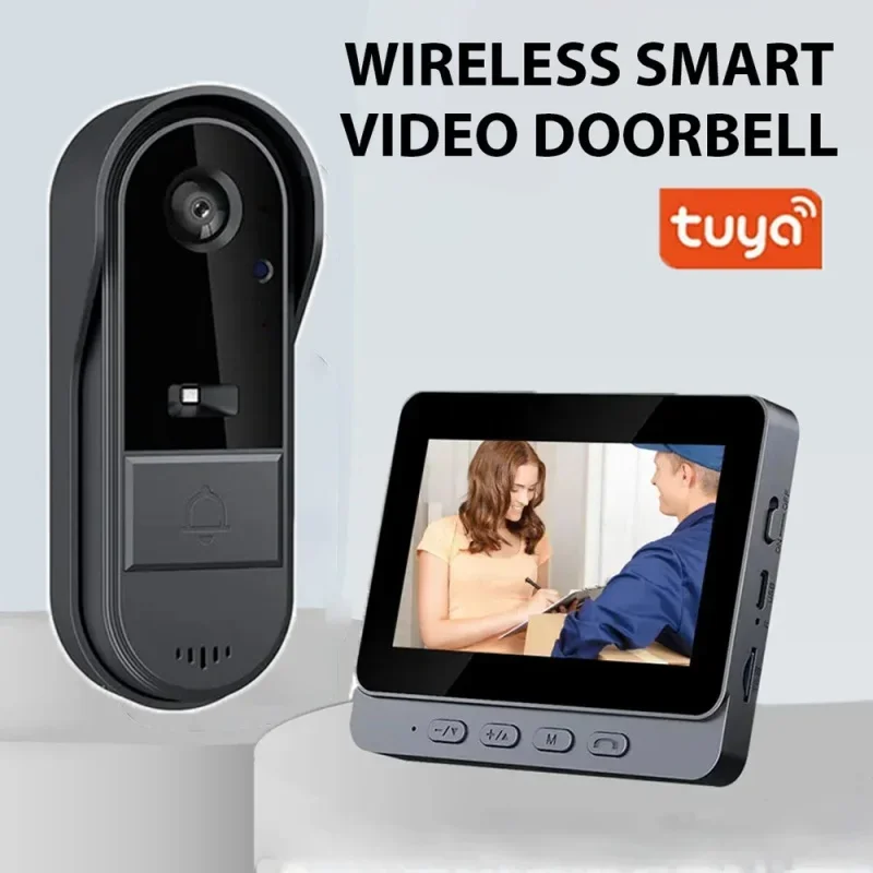 Tuya Draadloze Intercom Deurbel Nacht HD Vision 4.3in IPS Scherm Waterdichte Deurbel Camera Smart Home Security Video Door Bell