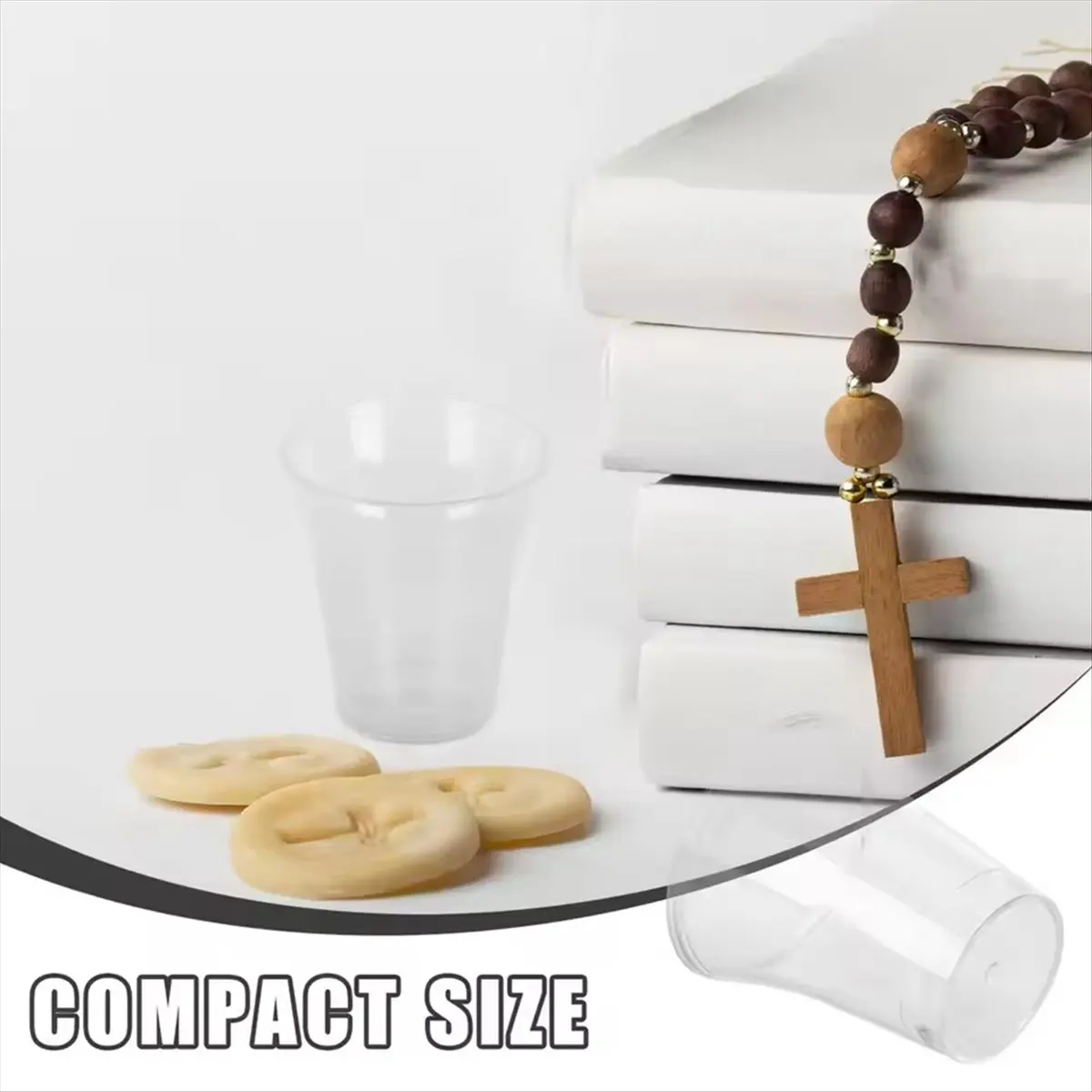 2026 + 200 قطعة أكواب بلاستيكية للتواصل نظارات شفافة للاستعمال مرة واحدة لوازم سر الكنيسة لحفلات تذوق المعمودية