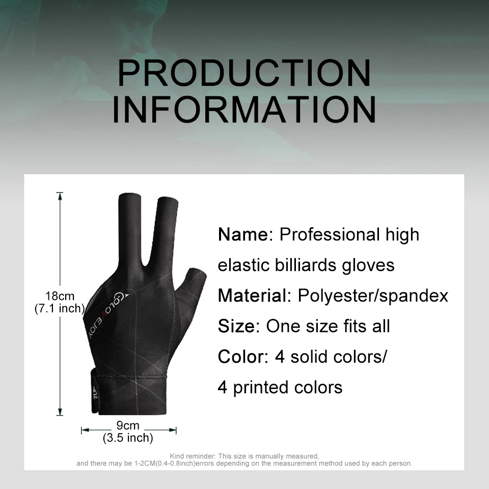 GTUBIKE 1PCS Open Finger Billiard Gloves Breathable Snooker Pool Glove Adjustable Sticker Smooth Soft Lightweight Amateur Train