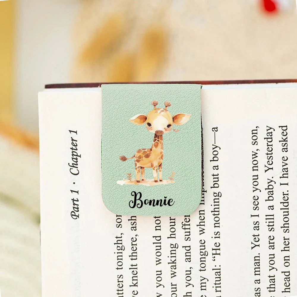1PC Colorful Giraffe Custom Text Print Aqua Blue Magnetic Book Mark For Educational Supplies view 2