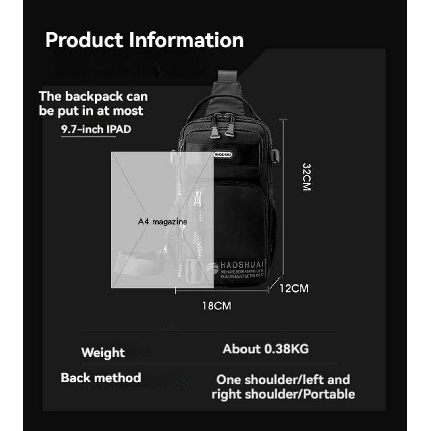 High Quality Nylon Man Sling Chest Bag Shoulder Larger Capacity Outdoor Sports Waterproof Hiking Cycling Travel Chest Daybag