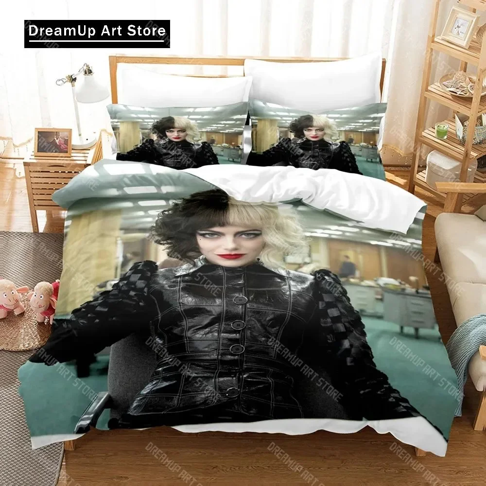 

3D Print Fashion Cruella De Vil Bedding Set Boys Girls Twin Queen Full Size Duvet Cover Pillowcase Bed Adult Bedroom