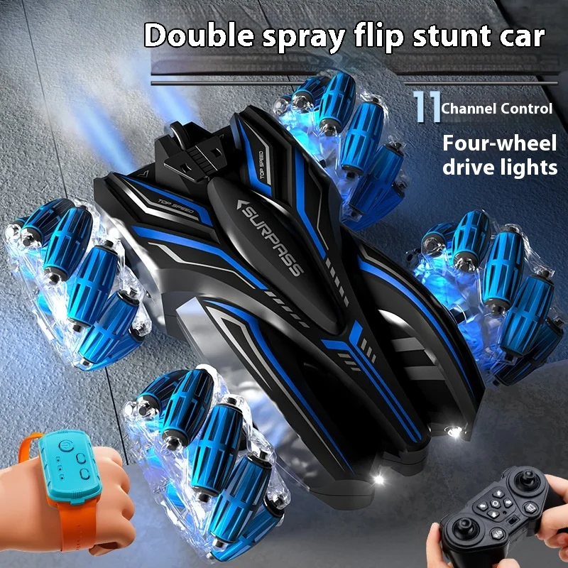 Children'S Spray Lighting Double-Sided Stunt Drift Remote Control Car Four-Wheel Drive Off-Road Vehicle High-Speed Toy Festival