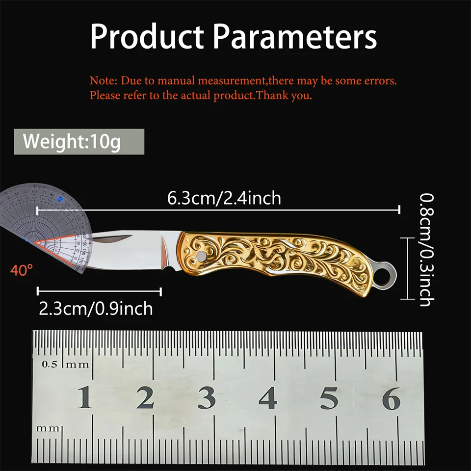 1/2/3/4/5/6PCS,Vintage Golden Mini Portable Parcel Opener, Folding Craft Cutter with Lanyard Hole for Envelope & Package Opening