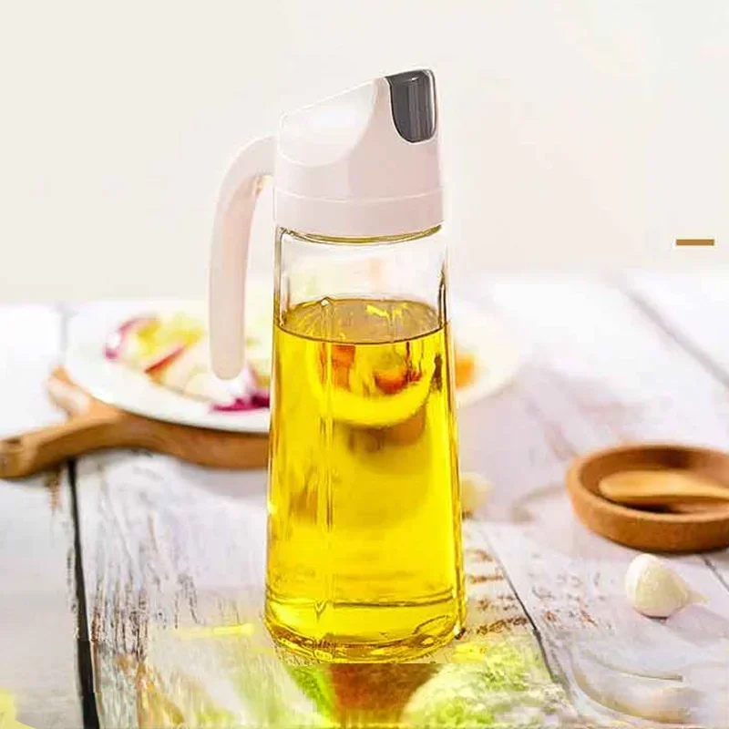 1000ml Kitchen glass automatic opening and closing oil can household kitchen dustproof large-capacity glass oil bottle