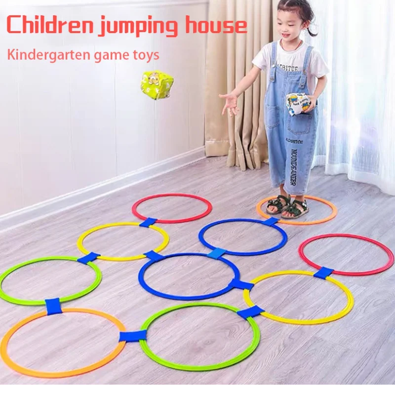 

Outdoor Kids Funny Physical Training Sport Toys Lattice Jump Ring Set Game with 10 Hoops 10 Connectors for Park Play Boys Girls