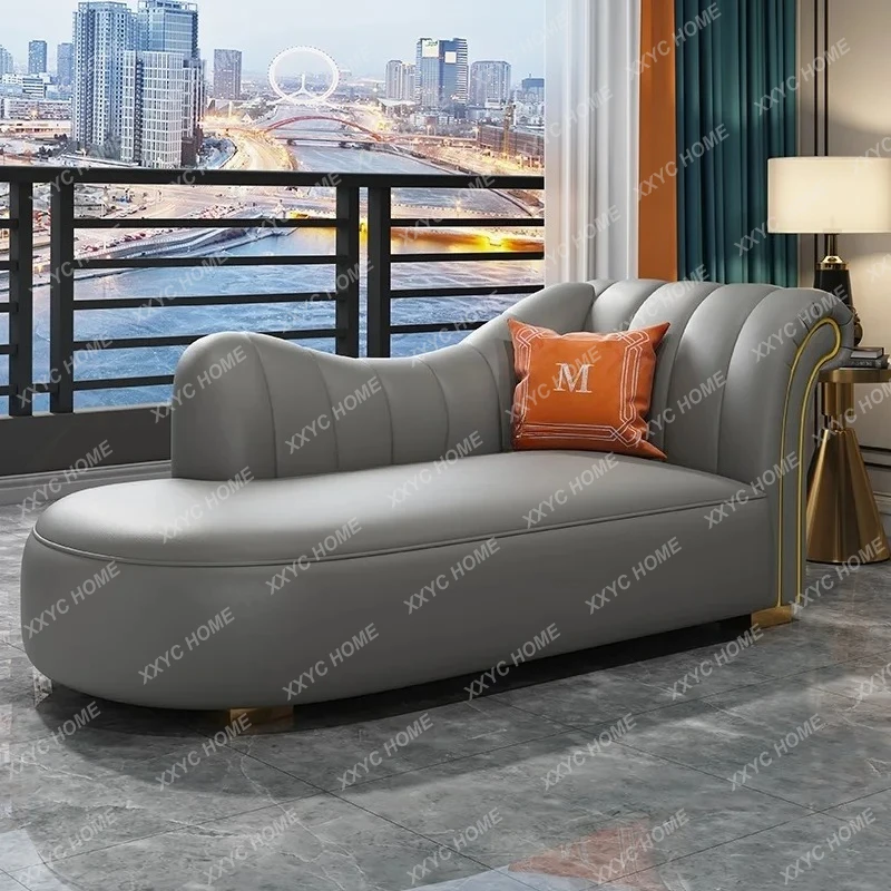X-S Light luxury leather chaise longue modern simple high-end atmosphere small apartment living room bedroom beauty couch HG