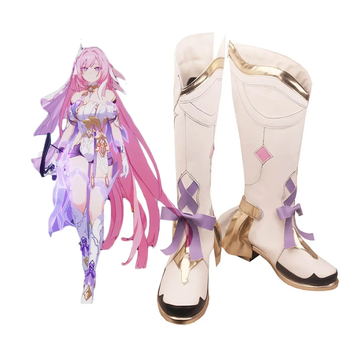 Honkai Impact 3 Elysia Herrscher of Human Ego Cosplay Boots Customized Leather Shoes for Adults and Kids