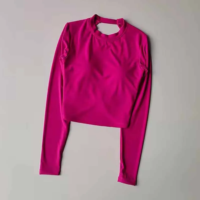 Sexy Back Sports Top for Women Gym Pilates Top New Style Backless Yoga Suit Sport Shirt Spicy Girl Long Sleeved Fitness T-shirt