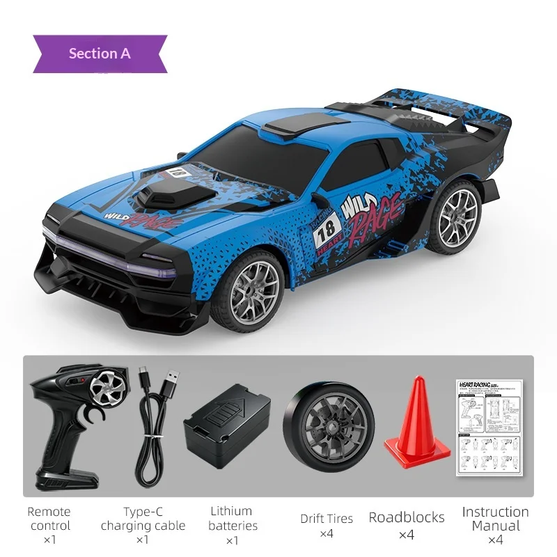 JJRC Q247 Remote Control Drift Car Four Wheel Drive 24G High Speed Racing Car Cool Led Lights Long Battery Life Trendy Graffiti
