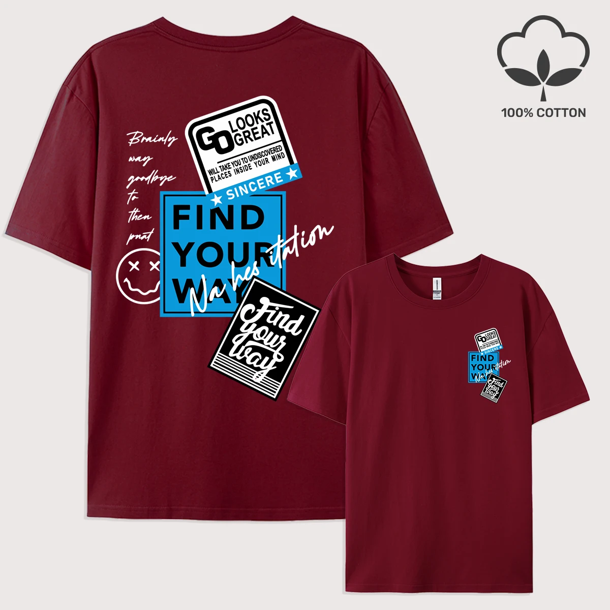 Find Your Way Inspirational Quotes Design Men T Shirts Hip Hop Y2K T-Shirt Cotton Casual Clothes Summer Oversize Man Streetwear